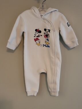 Disney/GAP cream hooded footless footie with Disney character detail